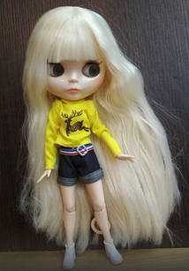 Лялька Блайз Blythe з довгим волоссям блонд, 3D ока 4 кольори + 10 пар пензлів + одяг та взуття