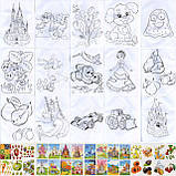 Розмальовки А4, THB85, "Герої мультфільмів" в наборі: 8 сторінок, 16 картинок, наклейки, фото 4