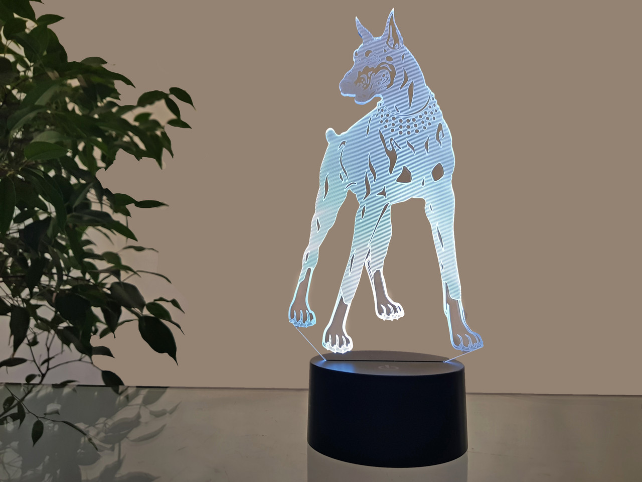 3D світильник нічник з пультом "Доберман" 3DTOYSLAMP, фото 1