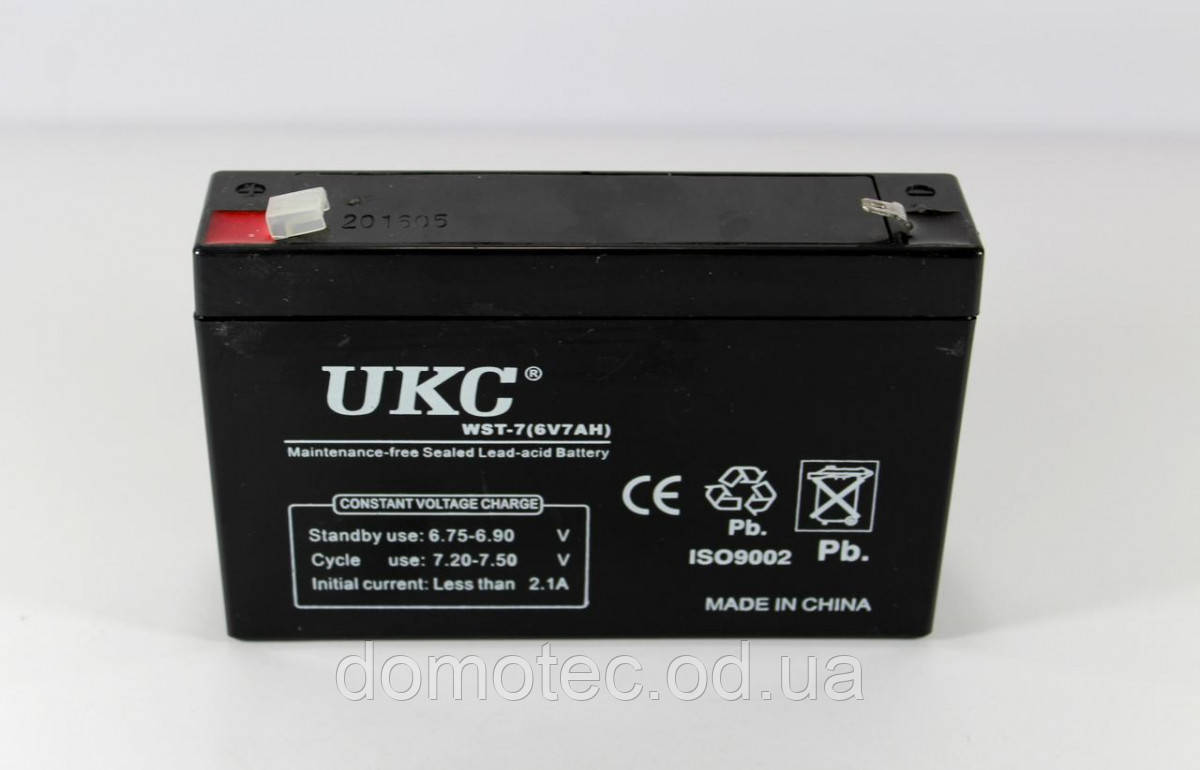Акумулятор BATTERY 6V 7A UKC (Реальна ємність -30%)