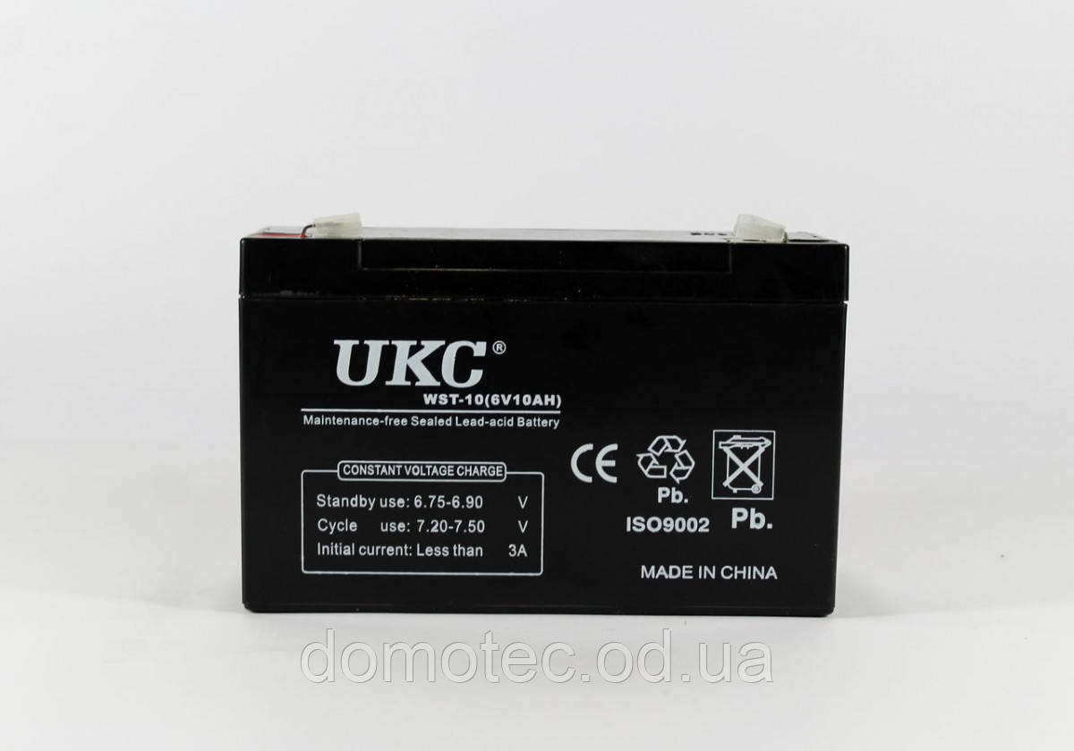 Акумулятор BATTERY 6V 10A UKC (Реальна ємність -30%)