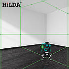 Лазерний рівень Hilda 3D 12 ліній + ТРИНОГА ☀ ЗЕЛЕНИЙ ПРОМІНЬ ☀, фото 9