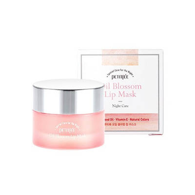 Нічна маска для губ з вітаміном Е й олією камелії PETITFEE Oil Blossom Lip Mask
