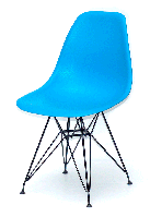 Стул Nik BK-ML голубой 51 на черных металлических ножках, дизайн Charles & Ray Eames DSR Eiffel Leg, код 9107