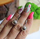 Стильні сережки кульки зі срібла жіночі "Ешлі" Модні сережки підвіски кулі срібні, фото 3