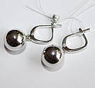 Стильні сережки кульки зі срібла жіночі "Ешлі" Модні сережки підвіски кулі срібні, фото 6