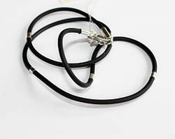 Ювелірний шнурок каучуковий на шию / Мотузка зі срібними вставками та застібкою «Культ 2»