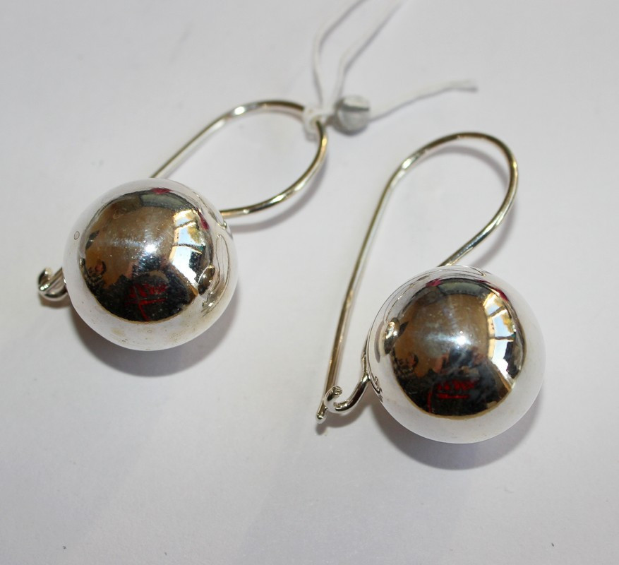 Срібні сережки жіночі з кульками "Барбі" 19 мм. Великі сережки зі срібла 925 проби