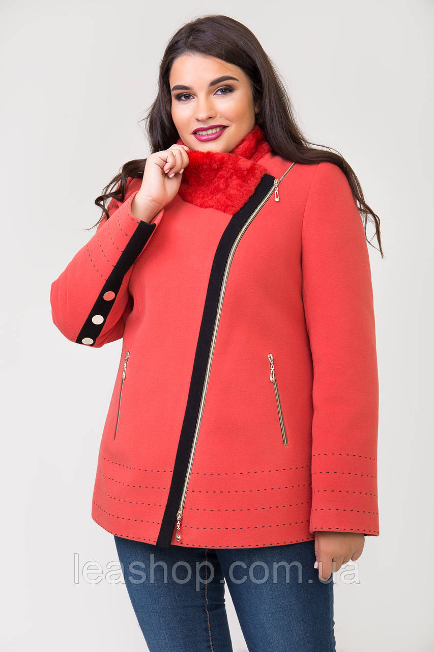 Пальто 1-077 Світло-коралове, фото 1