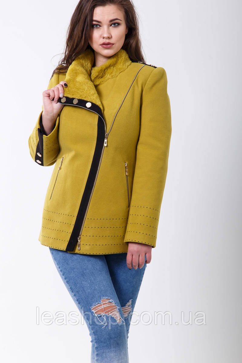 Пальто 1-077 Темно-гірчичне, фото 1