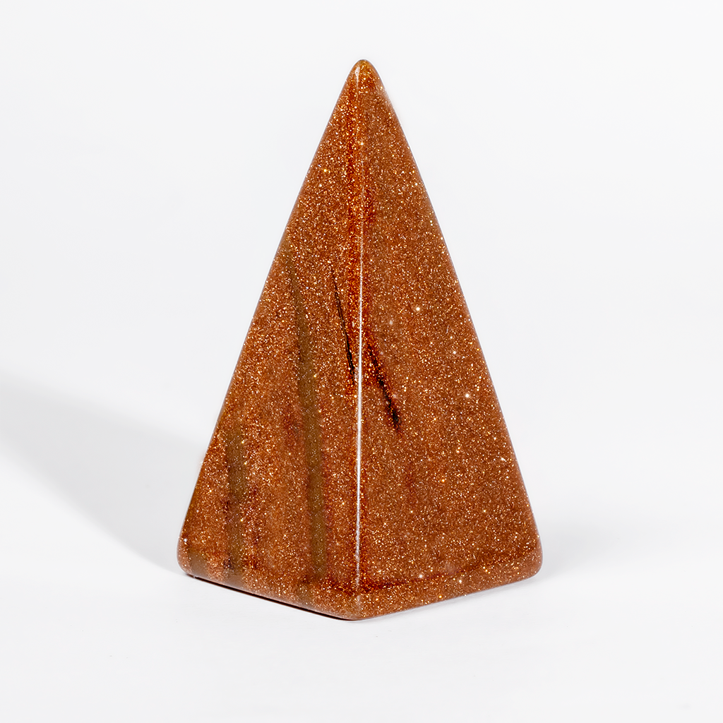 Колекційний мінерал пірамідка з авантюрину золотий пісок, 536ФГА, фото 1