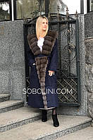 Пальто из кашемира Loro Piana с мехом куницы, длина 125см