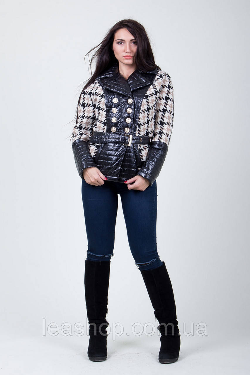 Пальто S-2167 Лапка чорно-біла, фото 1