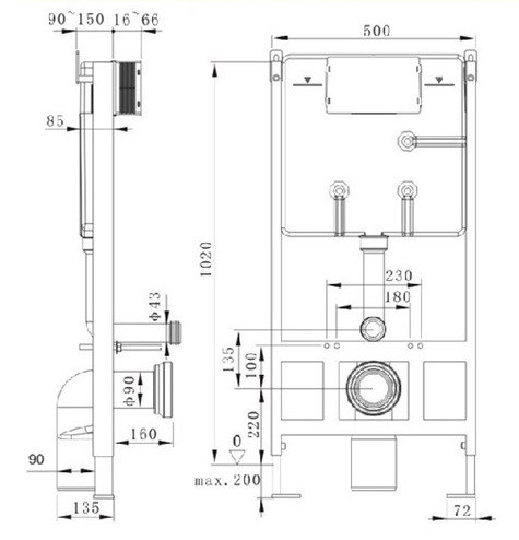 Инсталляция для унитаза с черной кнопкой Rea Model H Black - фото 7 - id-p1111360971