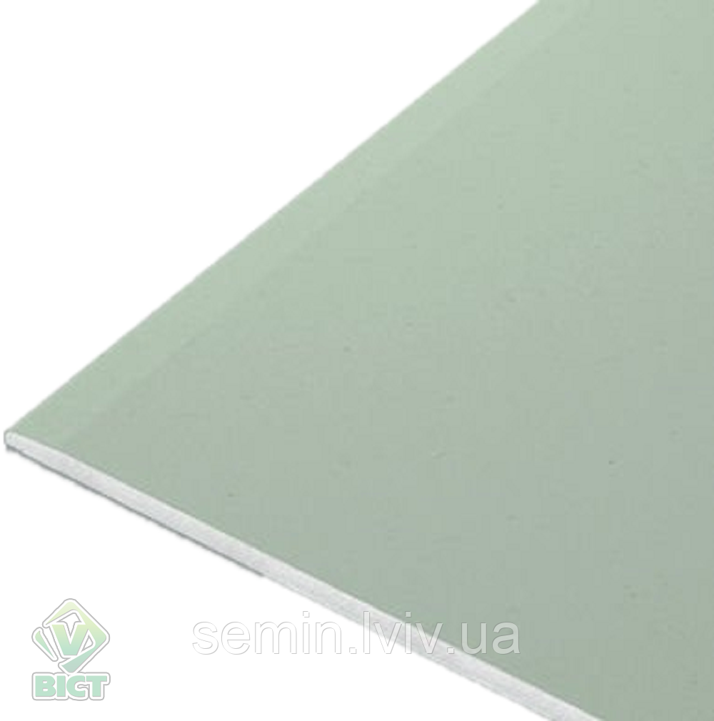 Гіпсокартон  вологостійкий 9,5mm 2,5*1,2m, фото 1