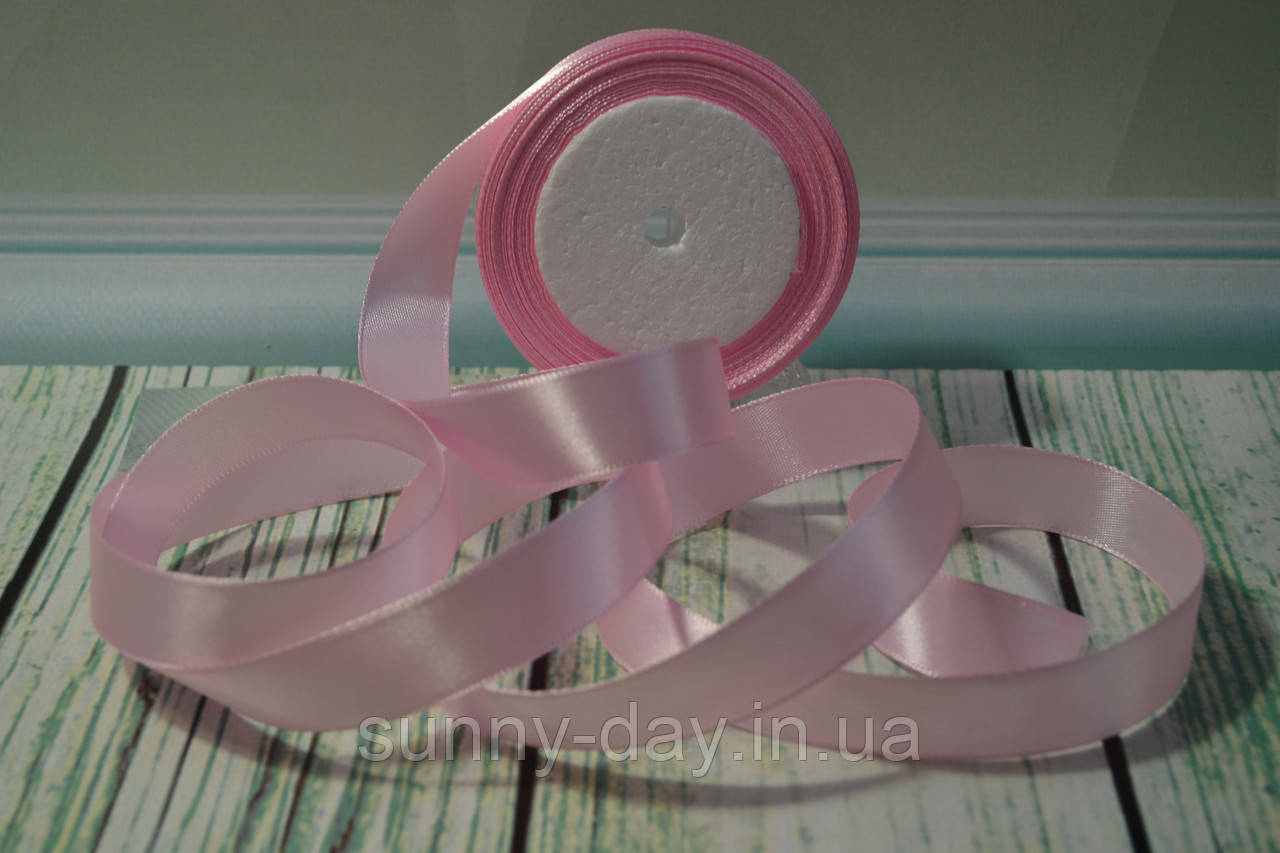 Стрічка атласна, 20 мм (22метра), колір — світло-рожевий, фото 1