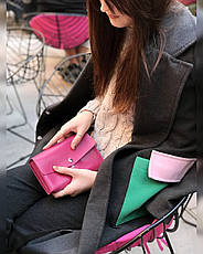 Велике жіноче шкіряне портмоне з замком Proza малинове  міні клатч ручної роботи з натуральної шкіри, фото 2
