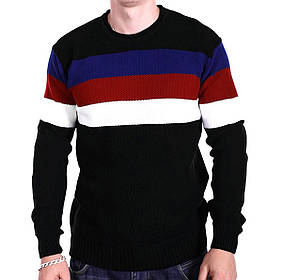 Чоловічий светр у смужку YBM wear k0418/1 Чорний XL
