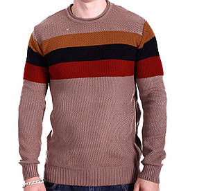 Чоловічий светр у смужку YBM wear k0418/3 Бежевий M