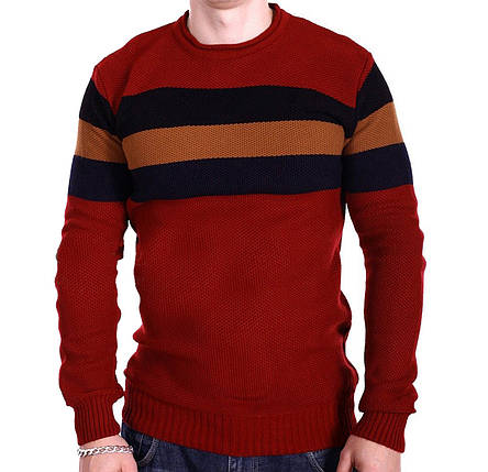 Чоловічий светр у смужку YBM wear k0418/4 Червоний XL, фото 1