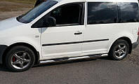 Пороги труби з накладками Volkswagen Caddy 2004+ MAXI (довга база) (d51)