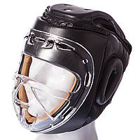 Шлем для единоборств с прозрачной маской кожаный Everlast