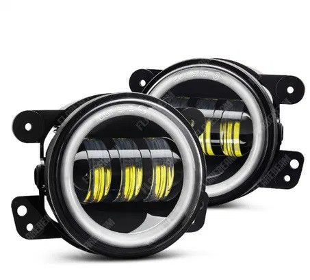 Світлодіодні протитуманні фари LED з ангельськими очима та поворотником 90 mm 15 W 1800 lm (2 шт.)