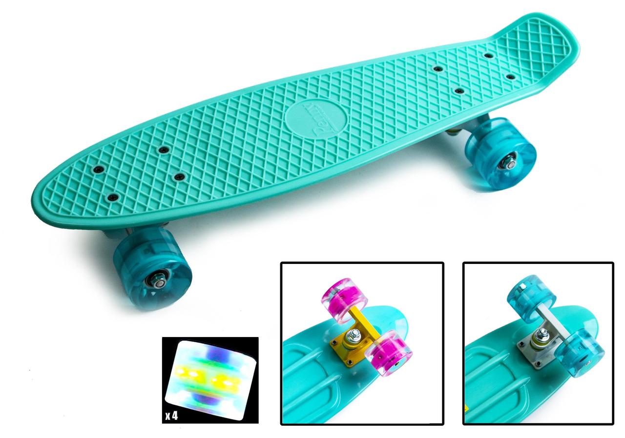 Penny Board Turquoise SD Pastel Series | Пенні борд бірюзовий світяться колеса (1819484818), фото 1