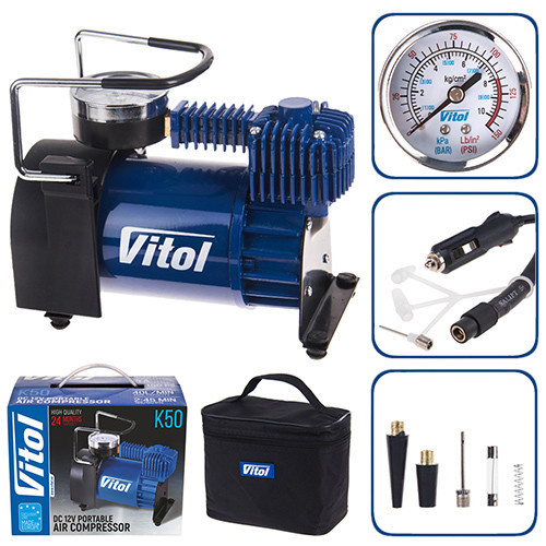 Компресор "ViTOL" 150psi/15Amp/40 л/прикурювач (K-50)