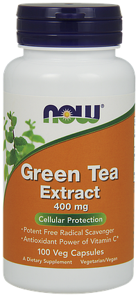 NOW Foods Green Tea Extract 400 mg 100 VCaps (термін 01/24р), фото 2