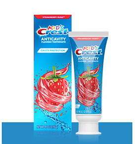 Дитяча зубна паста Crest Kid's Cavity Protection Fluoride Toothpaste, Strawberry Rush — зі смаком полуниці