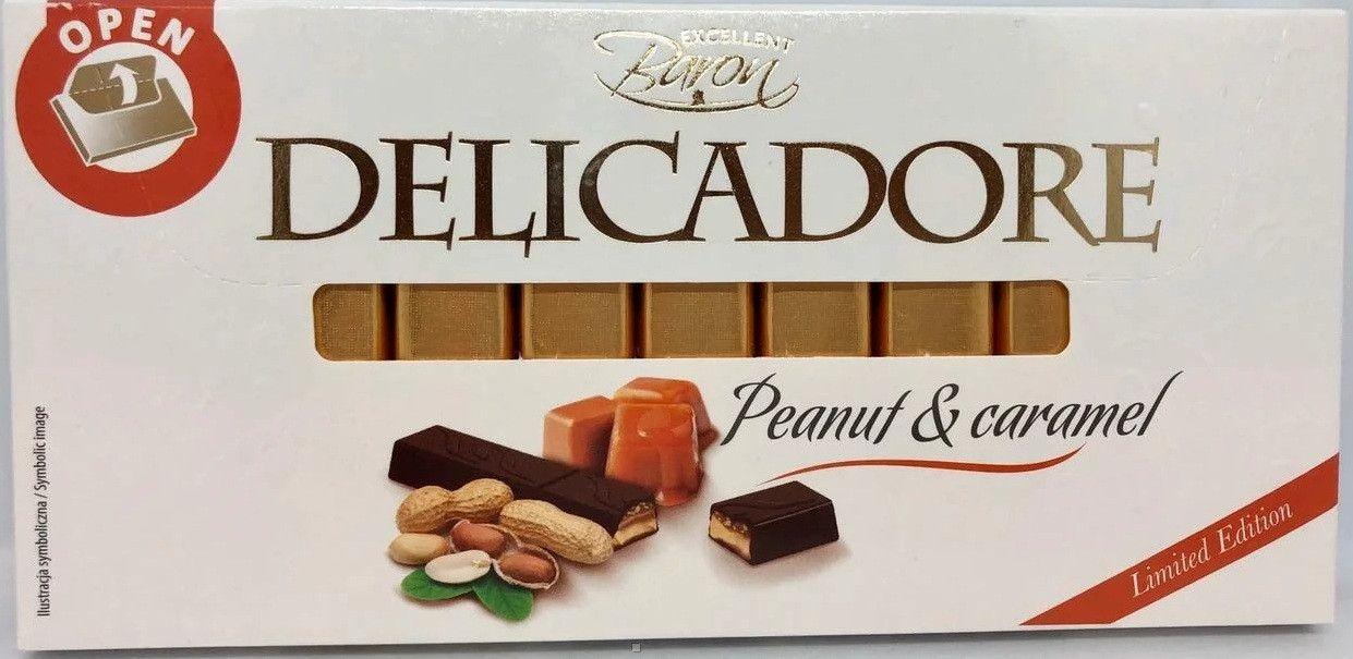Шоколад Delicadore Peanut & Caramel (арахіс і карамель) 200 г Польща