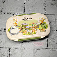 Ланчбокс Зайчики кролики, ланчбокс, контейнер для їжі, зелений