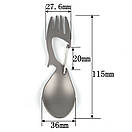 Туристична ложка - виделкка з титану 4 в 1 карабін, фото 2