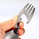 Туристична ложка - виделкка з титану 4 в 1 карабін, фото 5