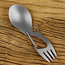 Туристична ложка - виделкка з титану 4 в 1 карабін, фото 7