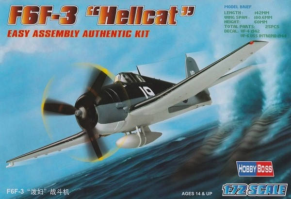 F6F-3 Hellcat. Збірна модель літака в масштабі 1/72. HOBBY BOSS 80256, фото 1