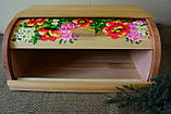 Хлібниця дерев’яна велика "КВІТИ" Хлебница деревянная большая Високої якості, фото 2