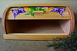 Хлівниця дерев'яна велика "КВІТИ" Хлібниця дерев'яна велика Високої якості Дерев'яна хлібниця, фото 2