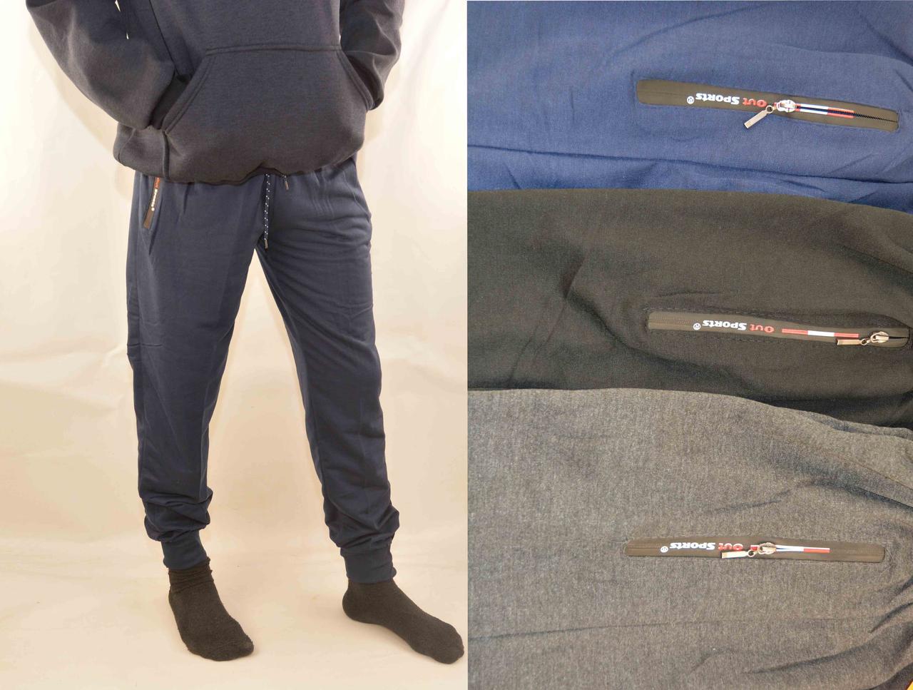 Штани спортивні чоловічі трикотажні під манжети Штани повсякденні для чоловіків M Чорний