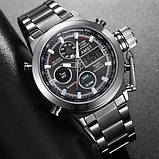 Водонепроникний електронний годинник з хронографом AMST 3003M All Black Metall оригінал, фото 2