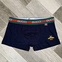 Трусы мужские боксеры хлопок GUCCI, размер 2XL (52-54), тёмно-синий, 03368