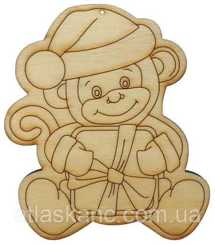 Фігурка фанерна — Мавпочка з подарунком В-0104, фото 1