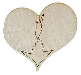 Фігурка фанерна — Серце з профілями він і вона 5 х 5 см AS-4735, В-0274