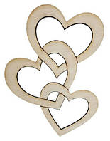 Фигурка фанерная - Сердце 3 шт по вертикали 10 х 7 см AS-4709, В-0276