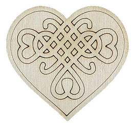 Фігурка фанерна — Серце з мотузковим малюнком 6 х 5,5 см AS-4739, В-0285
