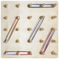 Геоборд або Планшет Математичний 20 х 20 см — 25 дерев'яних стійок + 15 гумок AS-7126