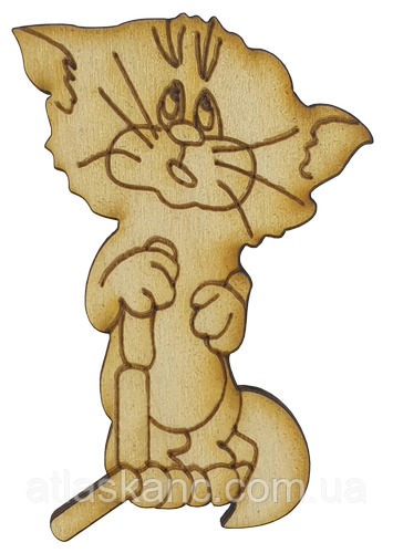 Фігурка фанерна — Котик із сосисками 7 см AS-4663, В-0245, фото 1