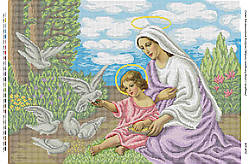 А2 "Марія і немовля Ісус з голубами" схема для вишивки бісером ікони