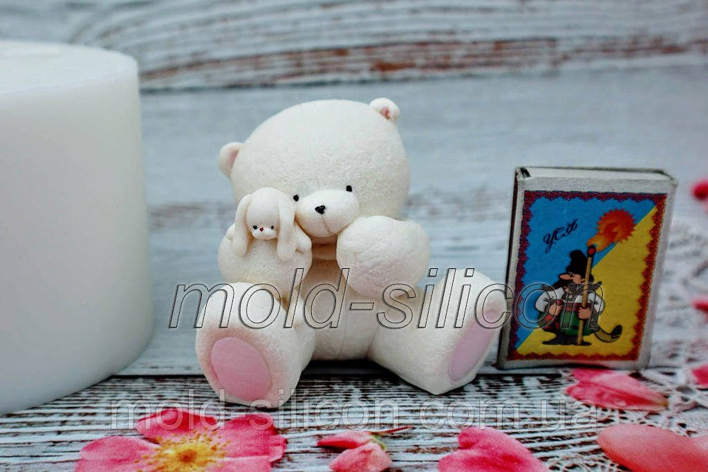 Силіконовий молд 3Д "Ведмедик із зайчиком", фото 1